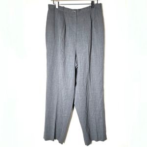 Talbots 100% wool gray pleated straight business casual dress pants size 14 B164